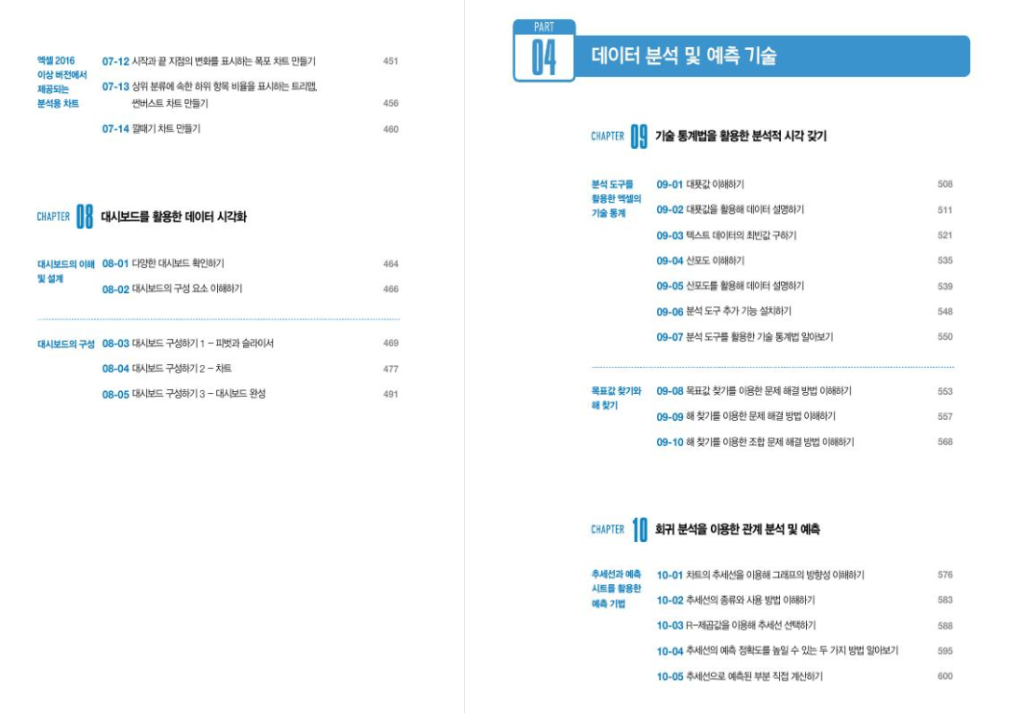 엑셀 데이터 분석 바이블 목차